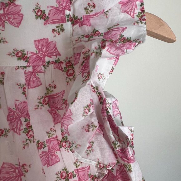 American Girl LoveshackFancy Pink Bow & Floral Flutter Sleeve Top - NWT - Picture 6 of 10